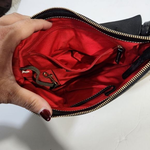 Dooney & Bourke  leather canvas short handle logo DB print black grey denim Y2k - Picture 7 of 14